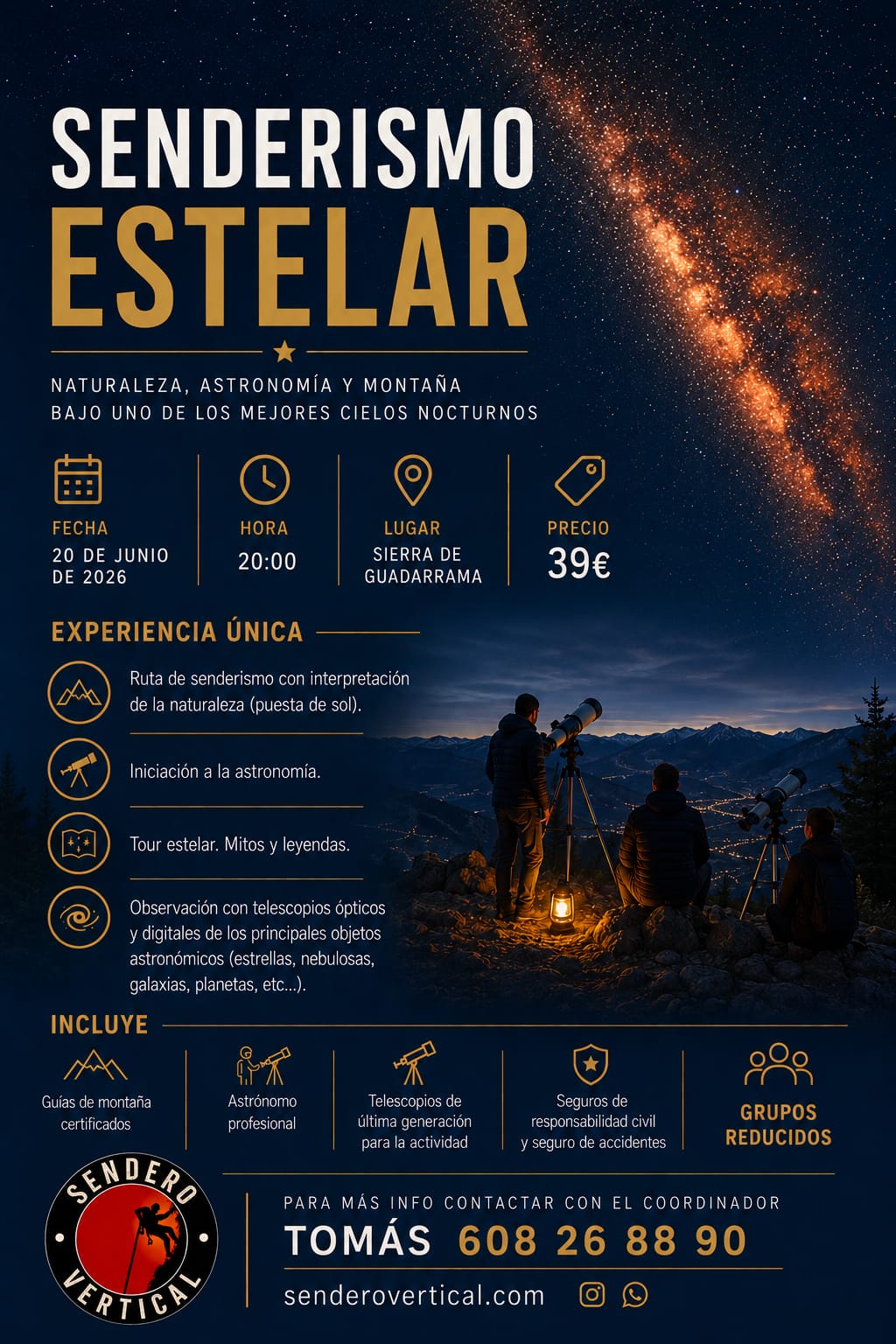 senderismo nocturno y astronomía en la sierra de guadarrama